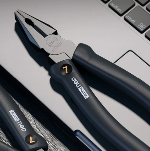 Плоскогубцы Deli HS EHT2007 180 мм, Soft Touch, черный фото 2