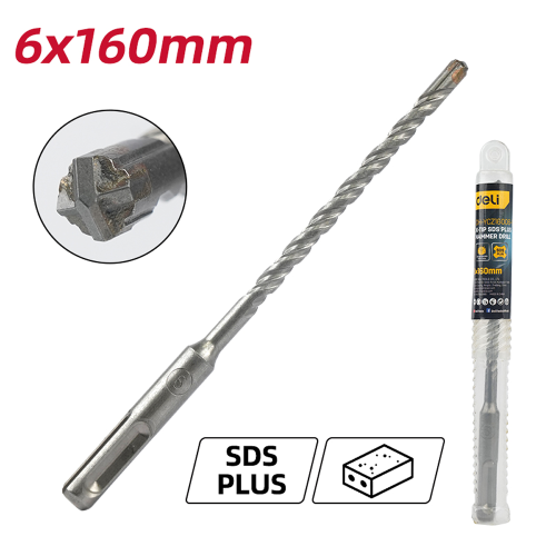 Бур по бетону Deli YS EDH-YCZ16006-E1, 6 x 160 мм, X-Tip, SDS-PLUS фото 2