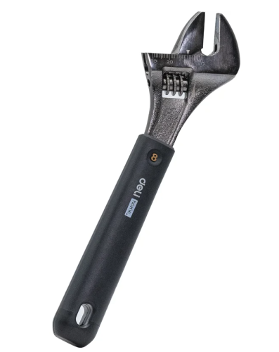 Ключ разводной Deli HS EHT1508 210 мм, раскрытие губок 0-28 мм, Soft Touch, черный фото 2