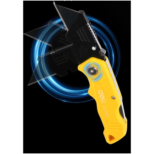 Нож строительный складной Deli YS EDL006K-4, 19 мм, трапеция, 4 шт. фото 6