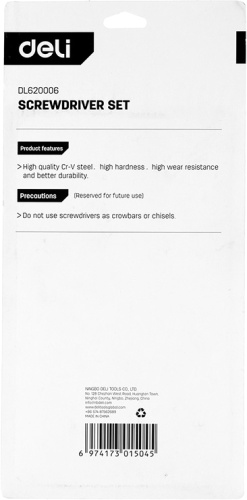 Набор отверток Deli YS EDL620006 (SL5x75, SL5x100, SL6x150, PH1x75, PH1x100, PH2x150), 6 шт. фото 4