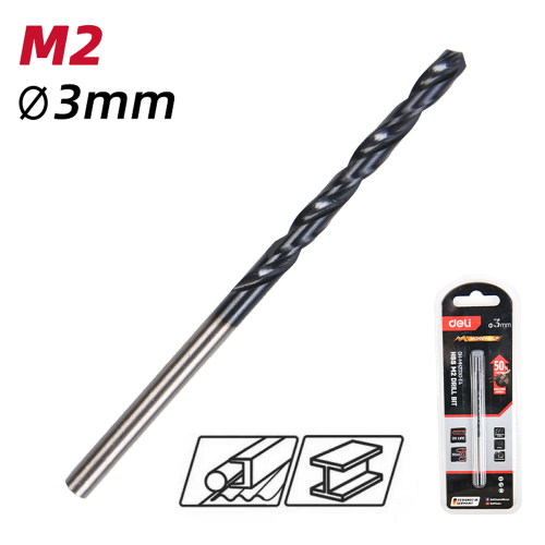 Сверло по металлу Deli RS EDH-MHZ030-E4, 3.0 мм, DIN 338, HSS-TiN фото 3