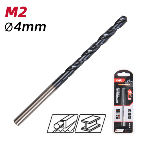 Сверло по металлу Deli RS EDH-MHZ040-E4, 4.0 мм, DIN 338, HSS-TiN фото 2