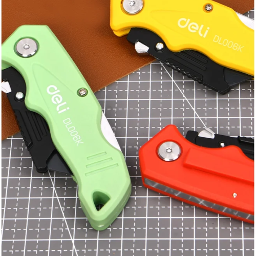 Нож строительный складной Deli YS EDL006K-4, 19 мм, трапеция, 4 шт. фото 5