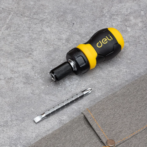 Двухсторонняя отвертка Deli YS EDL626010, с трещоткой, PH2+SL6 фото 4