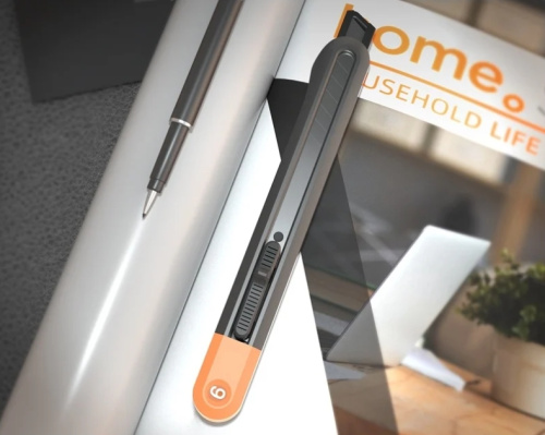 Набор ножей строительных Deli HS EHT4003C 3 шт (ножи 9мм/18мм/трапеция), Soft Touch, оранжевый фото 3