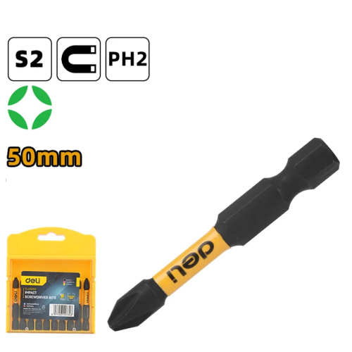 Бита  Deli YS EDL251050, ударная, 10 шт., PH2 x 50 мм фото 2