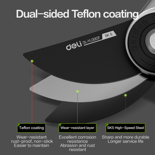 Секатор садовый Deli GS EDL-YL0007, 216 мм, серебристый/черный фото 6