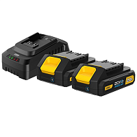 Аккумуляторная батарея "Deli", 20В, 2 Ач, 2 шт, + З/У 45 Вт