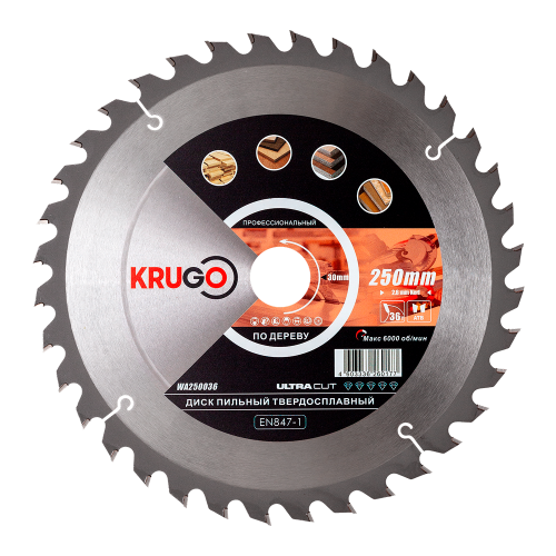 Диск пильный Krugo, 250 x 30 мм, 36Т