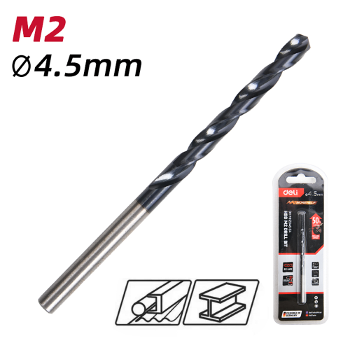 Сверло по металлу Deli RS EDH-MHZ045-E4, 4.5 мм, DIN 338, HSS-TiN фото 2