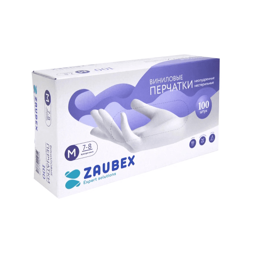 Перчатки виниловые одноразовые "Zaubex", размер M, 100 шт./упак., -30% фото 3 Перчатки виниловые одноразовые "Zaubex", размер M, 100 шт./упак., -30% фото 3