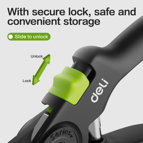 Секатор садовый Deli GS EDL-YL0003, 203 мм, SK5, черный фото 6