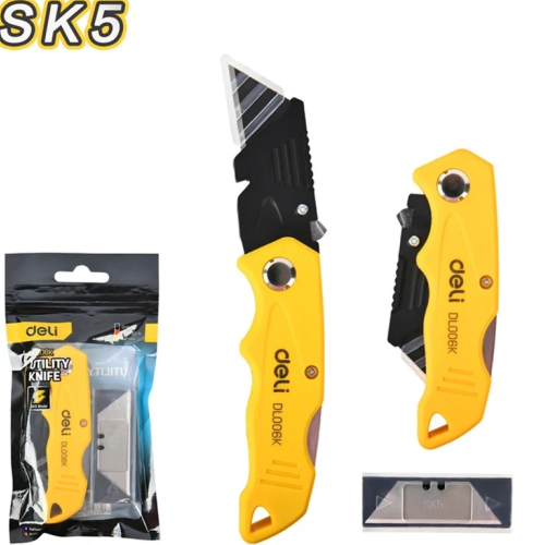 Нож строительный складной Deli YS EDL006K, трапеция, 19 мм фото 2