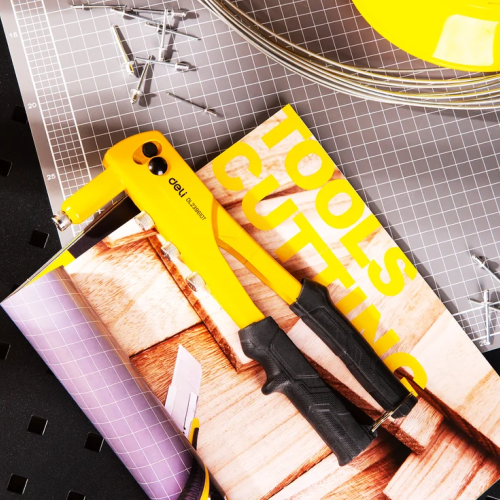 Заклепочник одноручный Deli YS EDL236910T, 270 см, 2.4-4.8 мм, заклепки в комплекте  фото 3