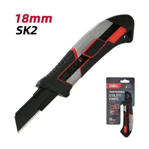 Нож строительный Deli YS DL4254, 18 мм, прорезиненная рукоятка фото 7