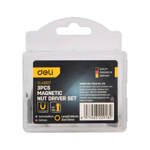 Набор насадок шестигранных магнитных Deli YS EDL4810T, 10 мм, 3 шт, HEX 1/4", серебристый фото 3