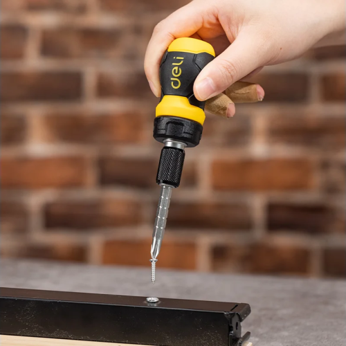 Двухсторонняя отвертка Deli YS EDL626010, с трещоткой, PH2+SL6 фото 6