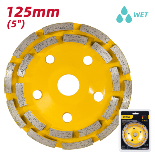 Чашка алмазная по бетону Deli YS EDH-JML125-E2, 125 x 22.2 мм, двухрядная фото 2