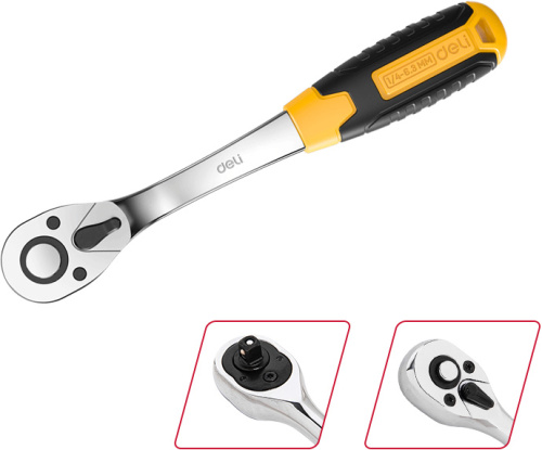 Ключ-трещотка Deli YS EDL2324 1/4", 150 мм, 72 зуба фото 2