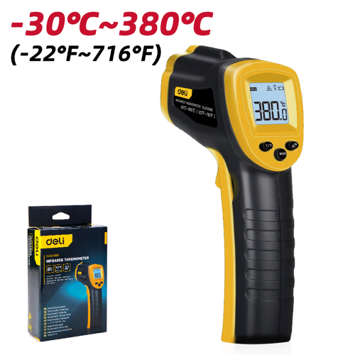 Термометр инфракрасный Deli YS EDL333380, -30-380℃, LCD дисплей, желтый, черный фото 8