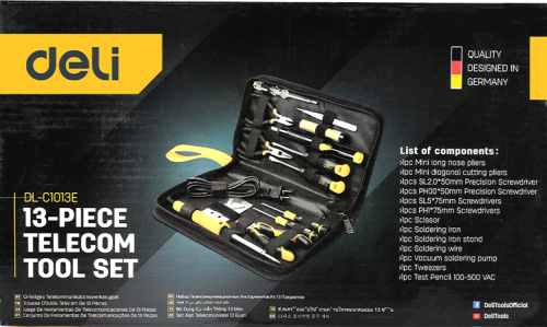 Набор ручного инструмента Deli YS EDL-C1013E 13 предметов, сумка фото 3