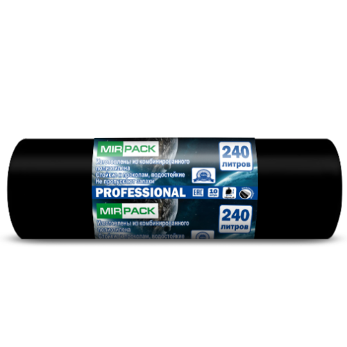 Мешки для мусора "Mirpack Professional", 35 мкм, 240 л,10 шт/рулон