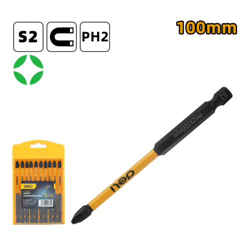 Бита ударная Deli YS EDL251100, 10 шт., PH2 x 100 мм фото 8