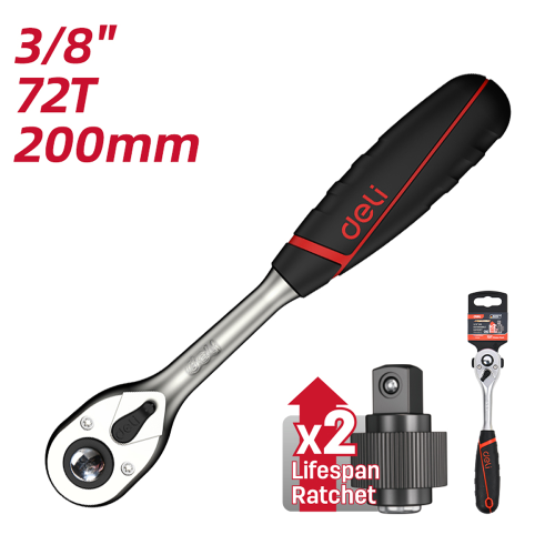 Ключ-трещотка Deli RS EDQ42802, 3/8", 200 мм, 72 зуба фото 6