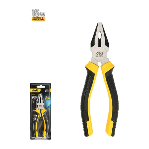 Плоскогубцы Deli YS EDL0001, 160 мм, 2-х компонентные рукоятки фото 2