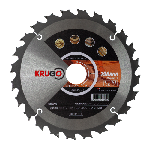 Диск пильный "Krugo", 190 x 30 мм, 24Т