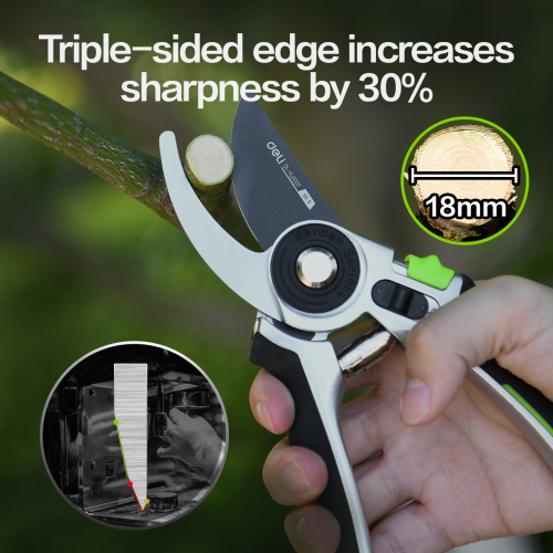 Секатор садовый Deli GS EDL-YL0007, 216 мм, серебристый/черный фото 2