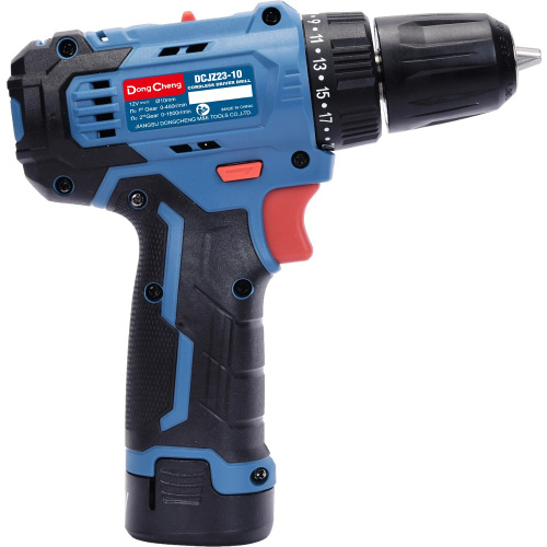Аккумуляторная дрель-шуруповерт DongCheng DCJZ23-10 (TYPE EK), 12 В, 35 Нм, 2 АКБ, 2 Ач, З/У 2 А фото 3