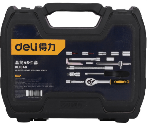 Набор инструмента Deli YS EDL1046 1/4", 4-14 мм, 46 шт., кейс фото 4