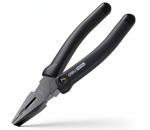 Плоскогубцы Deli HS EHT2007 180 мм, Soft Touch, черный