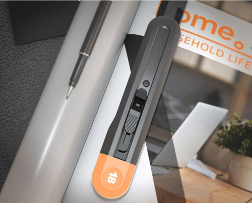 Нож строительный Deli HS HT4018C 18мм, Soft Touch, оранжевый фото 2