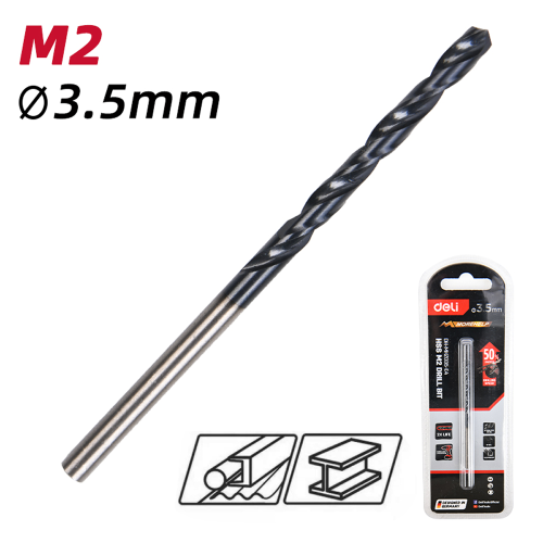 Сверло по металлу Deli RS EDH-MHZ035-E4, 3.5 мм, DIN 338, HSS-TiN фото 2