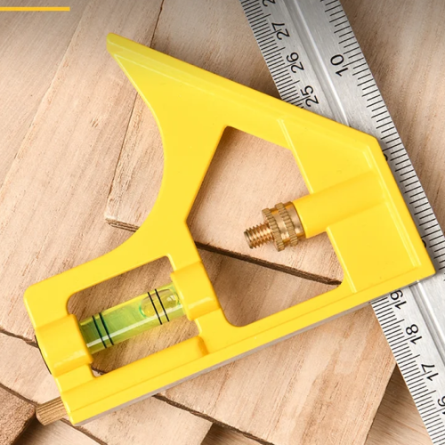 Линейка Deli EDL7300Y, с угольником и уровнем, металл, пластик, 30 см  фото 6