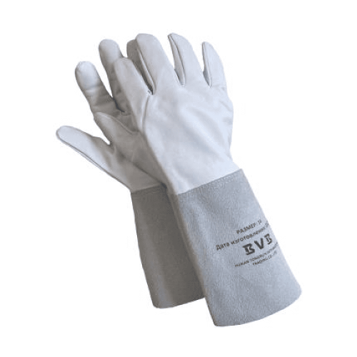 Краги спилковые, кожаные пятипалые BVB, 35 см, размер 14, серый