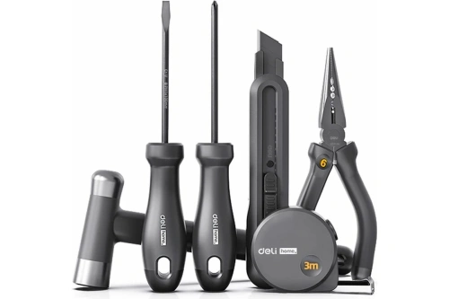 Набор ручного инструмента Deli HS EHT0006 6 предметов, Soft Touch, черный