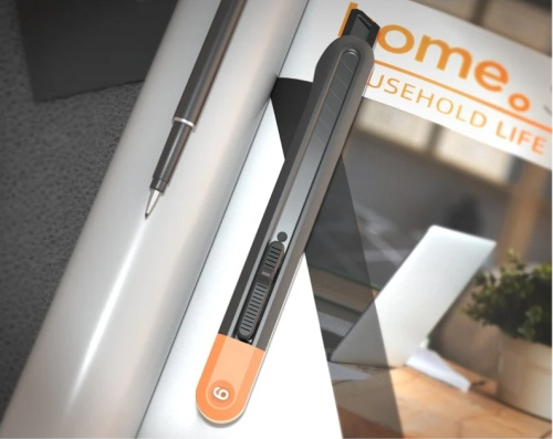 Нож строительный Deli HS HT4009C 9 мм, Soft Touch, оранжевый фото 2