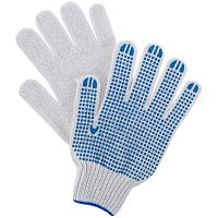 Перчатки трикотажные х/б из 5-и нитей, с ПВХ покрытием Точка, 10 кл. вязки