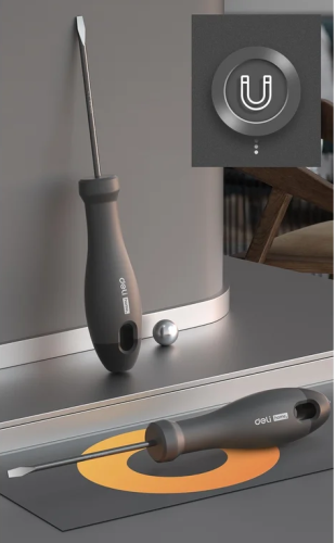 Отвертка Deli HS EHT1103 SL3x75 мм, Soft Touch, черный фото 3