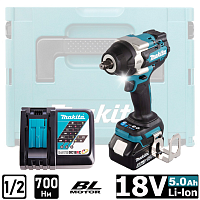 Аккумуляторный гайковерт MAKITA DTW700RT1J, 18 В, 700 Нм, АКБ, 5 Ач, З/У