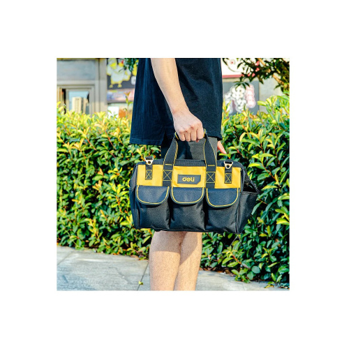 Сумка для инструментов Deli YS EDL430116, 360х180х250 мм, ткань Oxford, черный, желтый фото 12