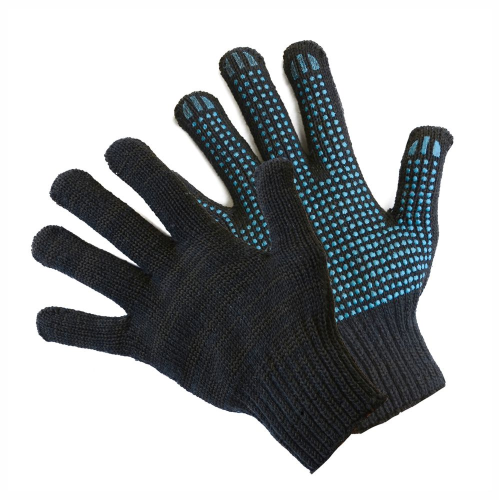 Перчатки трикотажные х/б с ПВХ покрытием Точка, 7,5 кл. вязки, черный, без и/у
