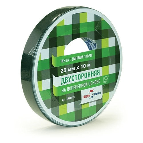 Лента клейкая двухсторонняя на вспененной основе 25мм х 10м Klebebander TFK007T, в и/у