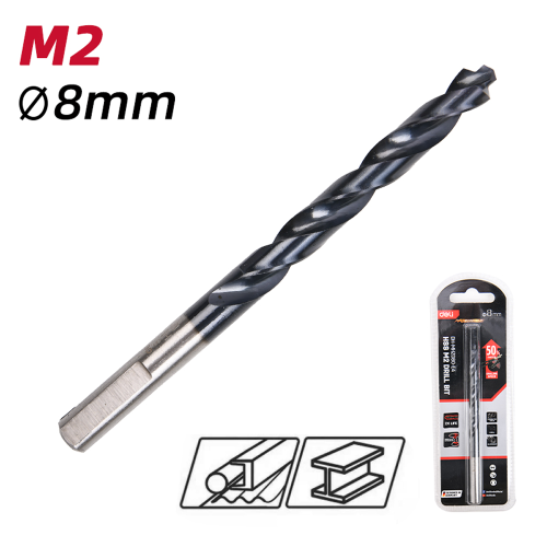 Сверло по металлу Deli RS EDH-MHZ080-E4, 8.0 мм, DIN 338, HSS-TiN фото 2 Сверло по металлу Deli RS EDH-MHZ080-E4, 8.0 мм, DIN 338, HSS-TiN фото 2