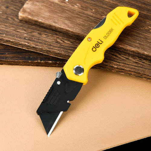 Нож строительный складной Deli YS EDL006K, трапеция, 19 мм фото 5