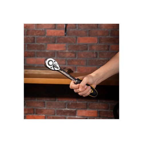 Ключ трещоточный Deli YS EDL2521 1/2", 45Т, 254 мм, с храповым механизмом, черный, желтый фото 5